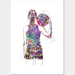 Girl Basketball Player With Ball Posters and Art